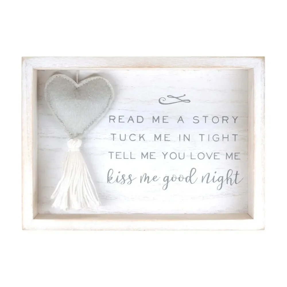 PRINZ Le Petit Kiss Me Goodnight Plush Heart Decorative Nursery Wall Plaque 5x7
